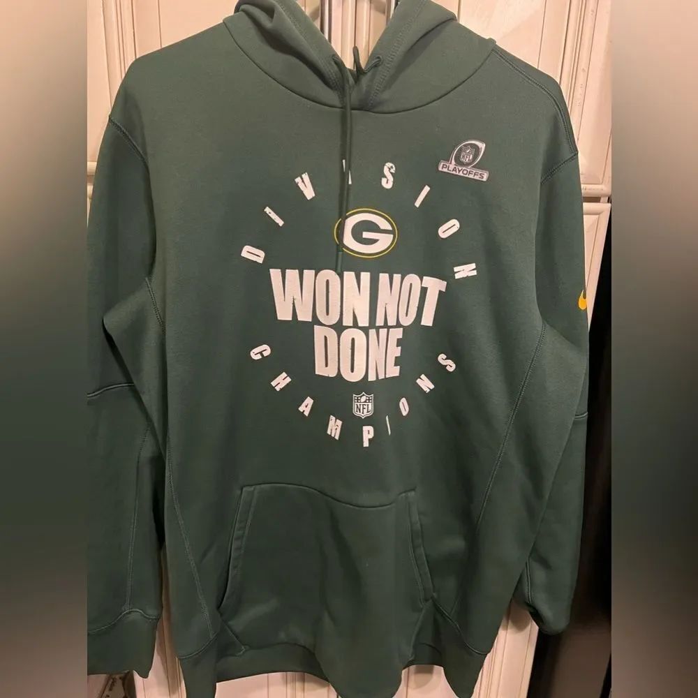 Nike Green Bay Packers Won not Done Playoff hoodie Sweatshirt L
